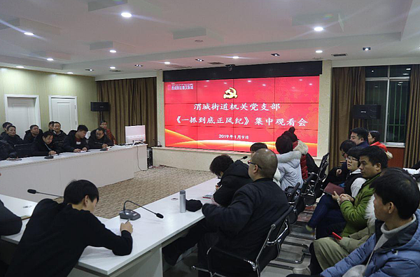 渭城办组织全体机关党员观看新闻专题片《一抓到底正风纪》